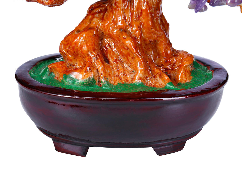 Top Plaza 7 Chakra Healing Crystal Money Tree 10 Inch Stone Bonsai Tree Feng Shui Good Luck Wealth Tree Decor Business Gift for Office Home Living Room