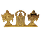 KridayKraft Tirupati Balaji Symbol Stand Shankh Chakra with Balaji Statue Gold Plating Antique Decorative for Car Dashboard Home & Office Table Showpiece Figurines,Religious Gift Idol, 5 x 1 Cm