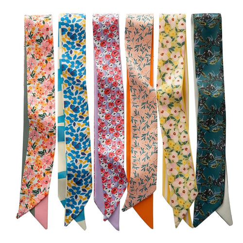6 Pack Fashion Scarves for Women, Versatile Boho Head Scarf, Satin Scarf for Hair, Neck, Wrist, and Purse Accessories