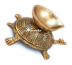 Artvarko Tortoise Diya Brass Feng Shui Tortoise Home Decor Diya Lamp Wealth Decorative Oil Light Diwali Gift 6.75 Inches.