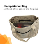 TruHemp Hemp Shopping Tote Bag with Dual Zippered Compartments | Spacious Eco Market Bag with Cotton Lining | 10L Capacity, Natural Hemp, Medium