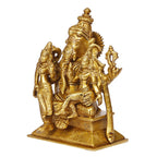 ARTVARKO Brass Ganesh with Riddhi Siddhi Idol Ganesha Bhagwan Statue Ganpati Murti for Home Entrance Décor Gift Diwali Festival Good Luck Marriage Mandir Height 7 Inches