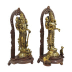 ARTVARKO Brass Lord Bhagwan Vishnu Narayan Lakshmi Statue Idol Murti Holding Gada Conch Shankh Chakra with Garuda for Home Decor Mandir Pooja Laxmi Ji Blessing Height 16 Inches