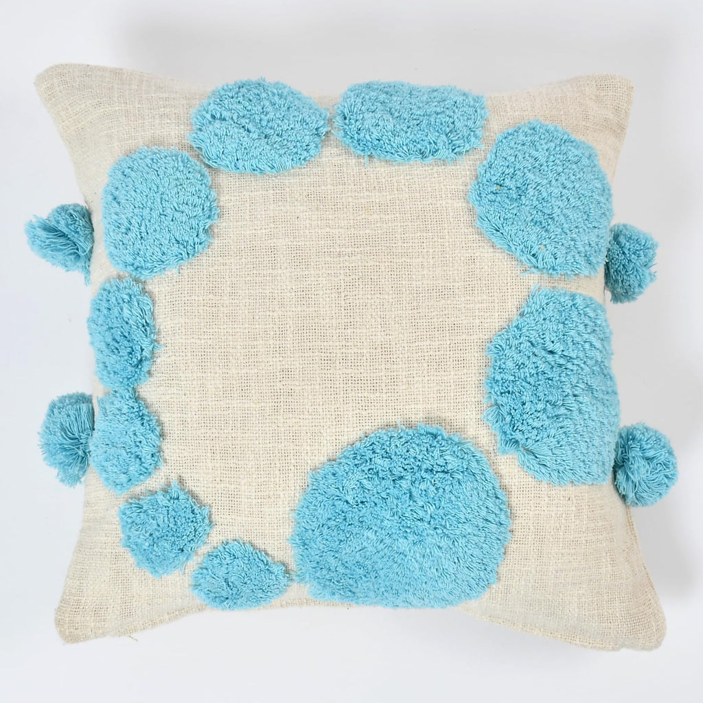 Furnistitchs Premium Decorative Throw Cushion Pillow Cover Boho Home Decor - Living Room Bedroom Couch Sofa Cushion Covers 16 inch x 16 inch (2, Sky Blue Circles)