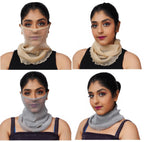 KETKAR Women's Spring Summer Face Scarf Bandana Net Mask Soft Cashmere Neck Scarves_Free Size(Pack Of 02,Grey And Beige)