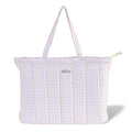 HOUSE OF ORLO Premium Cotton Waffle Quilted Tote Bag, Large Spacious Handbag for College, Office, Work, Travel, Shopping & Daily Use - Yellow&Lavender