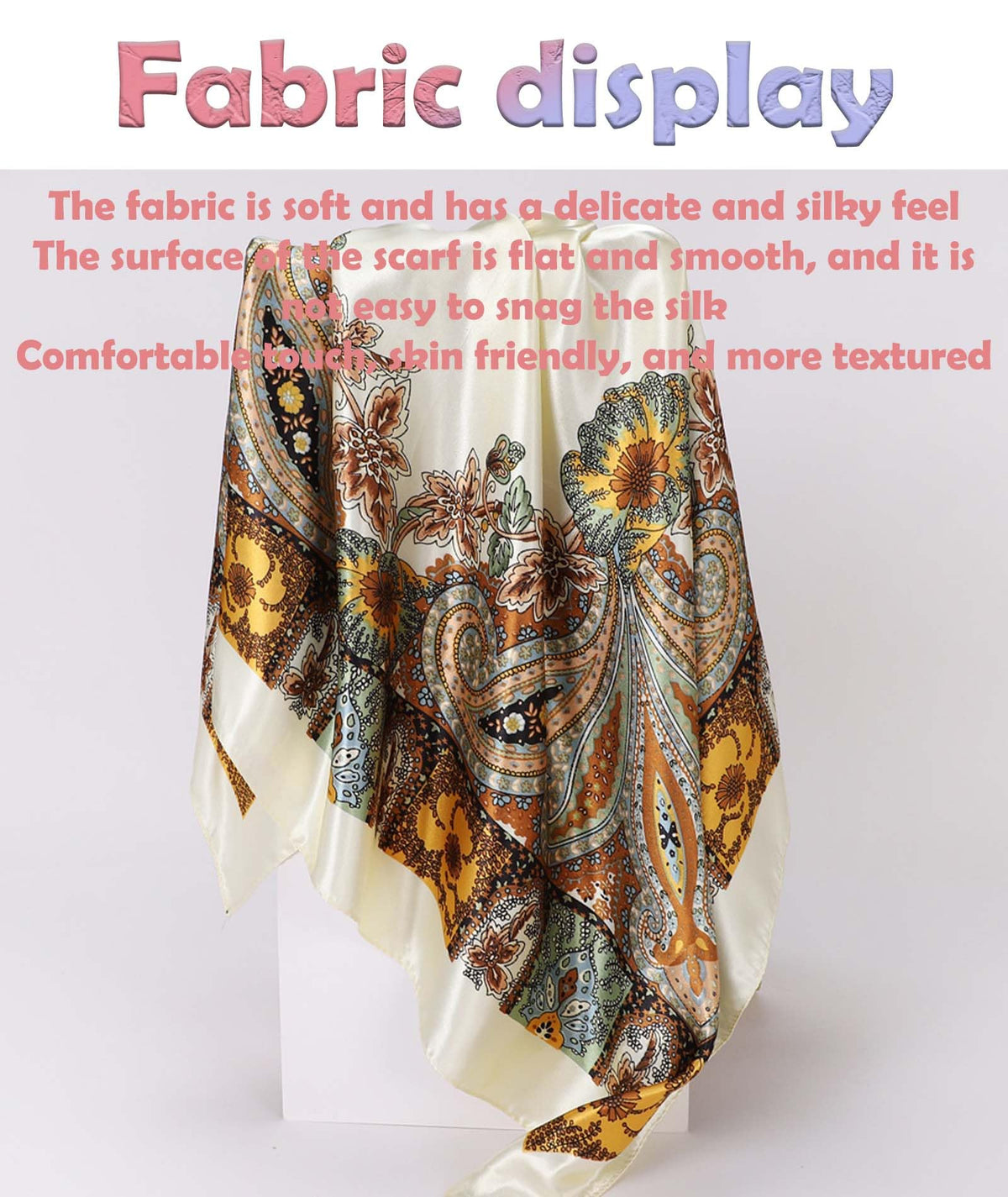 Unisex Polyester Elegant Head Scarf For Women - Fashionable And Versatile Head Scarf For Occasions - Stylish Headwear And Scarf,Ideal For Everyday Use And Special Events (White)
