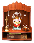 GROSSē Home Decor Beautiful Wooden Foldable Temple, Beautiful MDF Bell Wooden pooja Temple (Bell)