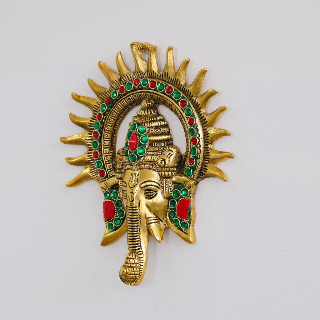 Metal Ganesha ji Statue,Ganpati Wall Hanging Sculpture Lord Ganesh Idol Lucky Feng Shui Wall Decor Your Home, Office,Religious Gift Article