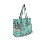 Quilted Premium Cotton Printed Reversible Tote Bag Grocery Shopping Bag Travel Bags Carry Bag 18x15x5.5 Inch