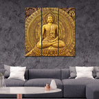 VIBECRAFTS 3 Pieces Spiritual Buddha Canvas Wall Painting Fitted With Wooden Frame For Home | Office | Living Room | Gifts (PTVC3Pcs1_9599)