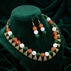 JFL - Jewellery for Less Fancy Tri Color Necklace set Handmade Fashion Jewellery for Independence Day/Republic Day Women & Girls