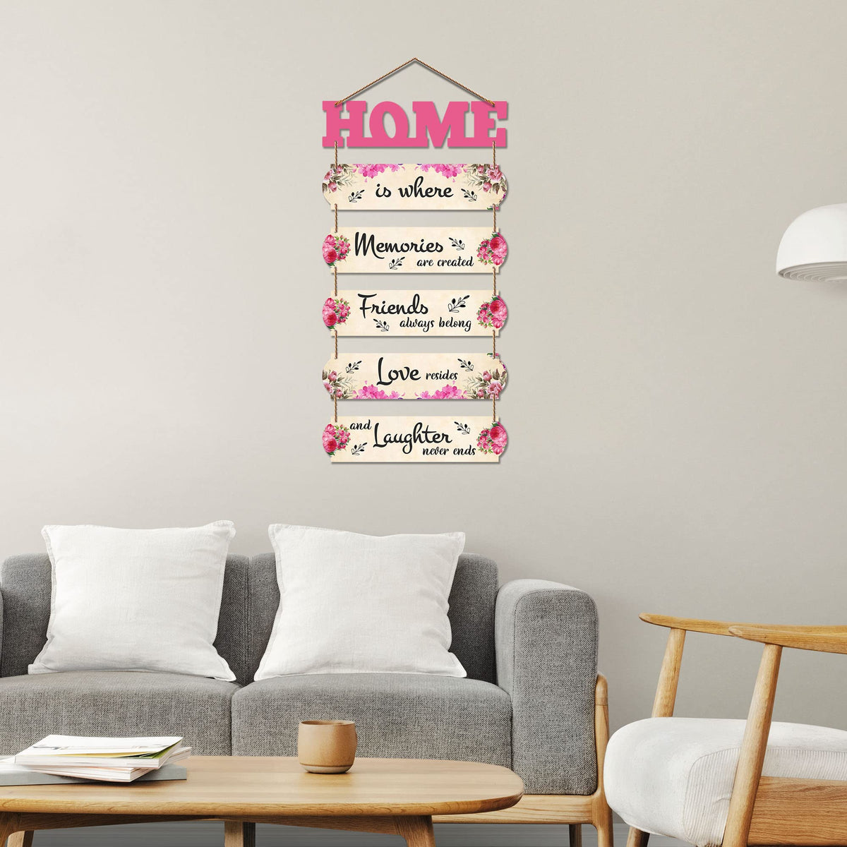 Artvibes Home Is Where Memories Are Created Decorative Wall Art MDF Wooden Wall Hanger for Living Room | Decor Hanging Ornaments | Home Quotes Wall Hanging | Modern Decor | Wall Poster(WH_6602N)