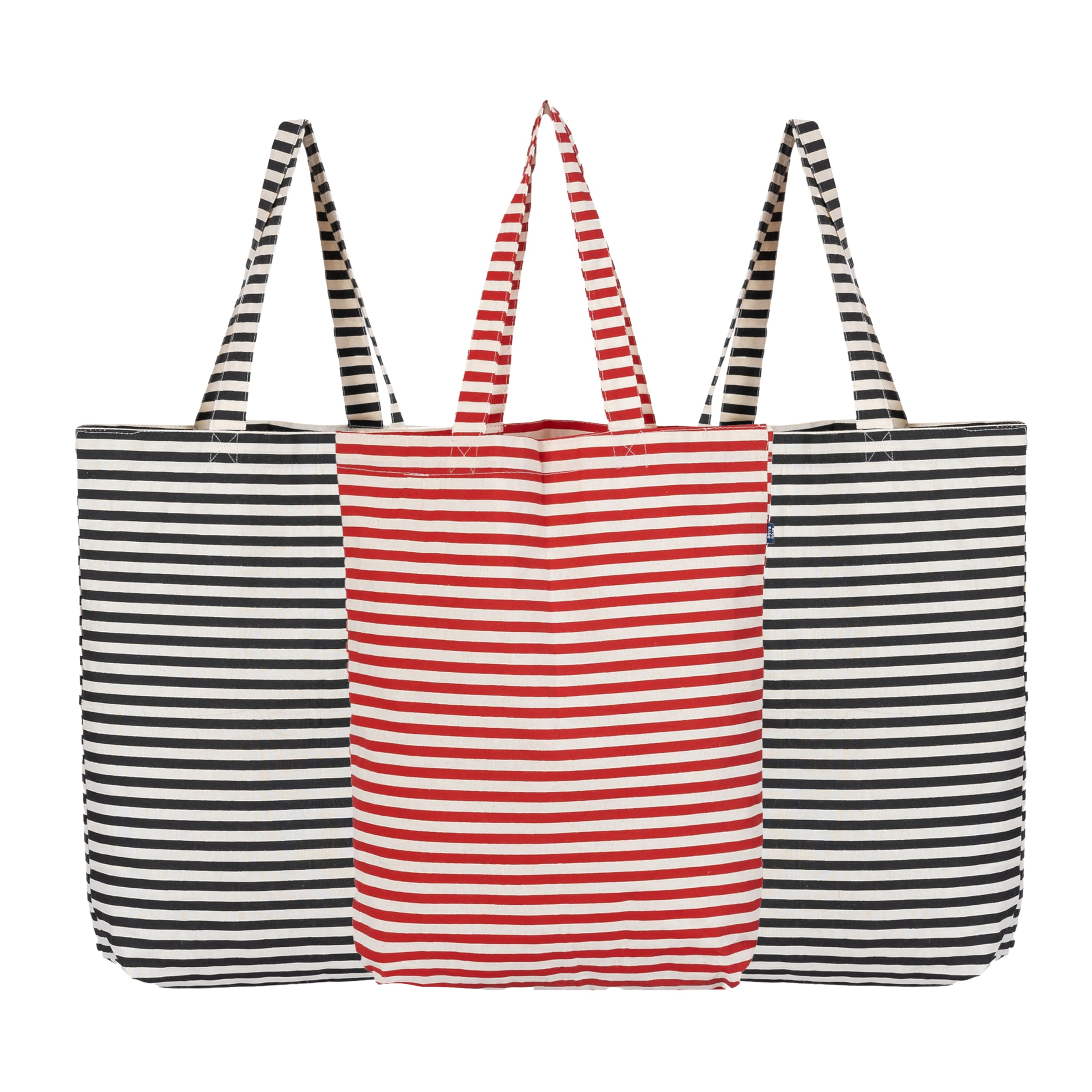 AQVA Printed Pack of 3 Cotton Tote Bag for Women | Trendy Stylish Multipurpose Handbags for Daily Use | Shoulder Bag for Shopping, Beach, Travel and Grocery
