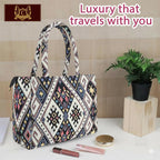 Global Impex Stylish Buoy Tote Bag for Girls & Women | Sturdy Cotton Blend Jacquard | Double Shoulder Ladies Handbag Purse For Daily & Office,Travel Use | Zip Pocket | Handcrafted Multicolor