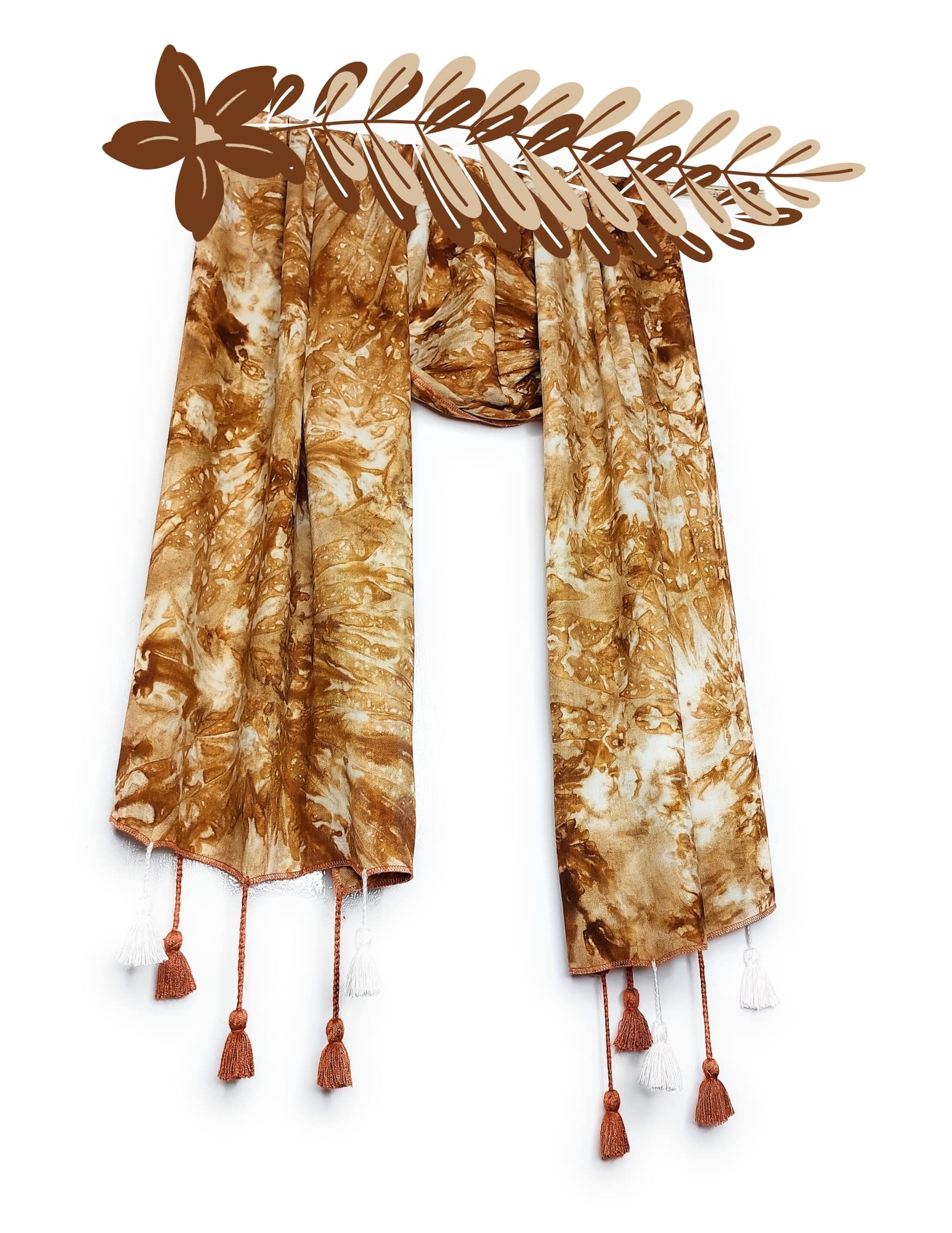 Chandwasia Viscose Stole | For Neck Covering Head Wrap Shoulder Drape Travel Casual Daily Use | Viscose Shawl Design | Brown 1 | Men Women | Long Scarf Wrap | Soft Texture Elegant Style Comfort