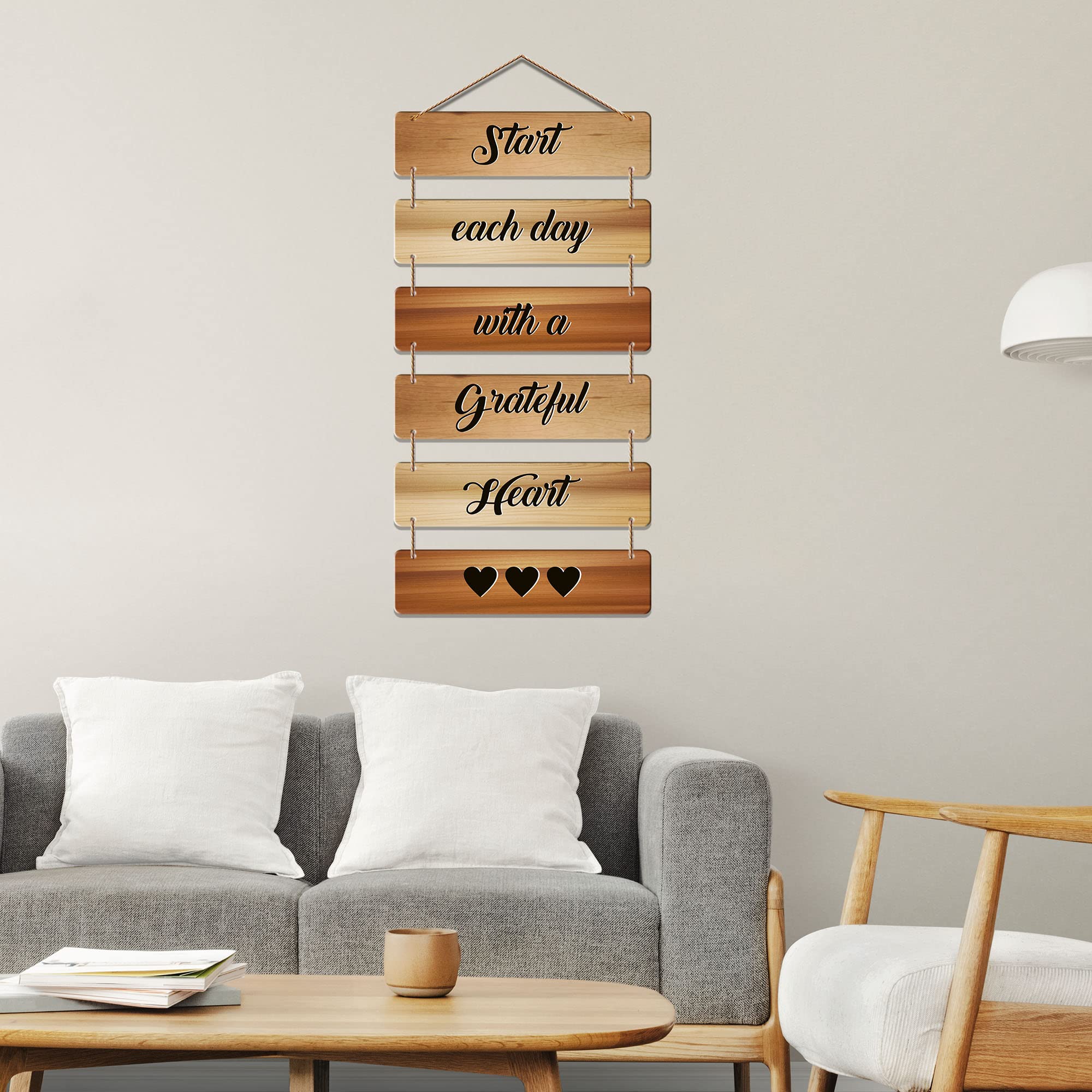 Artvibes Start Each Day with a Grateful Heart Designer Wall Hanging Wooden Art | Quotes Decor Item | Wall Poster | Office Decor | Wall Art Print | Inspirational quotes | Gift Items (WH_3245N)