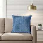 Yellow Weaves Pencil-Stripe Fur Cushion Covers | Soft Polyester | Decorative Sofa & Throw Pillow Covers | 16x16 Inches, Pack of 1 (Sky Blue)