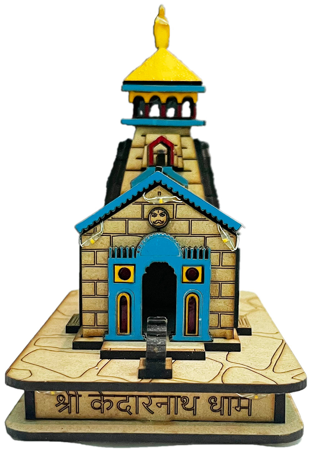 kedarnath Temple in Wood 3D Colour with Full Led Lights Setup - (14x13x8) CM - Maclarg India