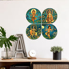 Artvibes Spiritual Handcrafted Mdf Wooden Decorative Wall Hanging | Living Room Decor | Bedroom Wall Decoration Items | Gifts For Men Women (Wh_8445N) - Set Of 4