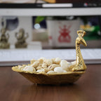 KridayKraft Hand Crafted Metal Duck Wing Shape Dryfruits Tray Perfect for Home Centre Table Serving Dry Fruits & Fruits (Golden, Pack of 1)
