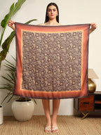 Ravaiyaa - Attitude is everything Women's Crepe Silk Digital Print Large Square Scarf Breathable Lightweight Neckerchief Printed Headscarf 40 x 40 Inch (Brown Paisley)