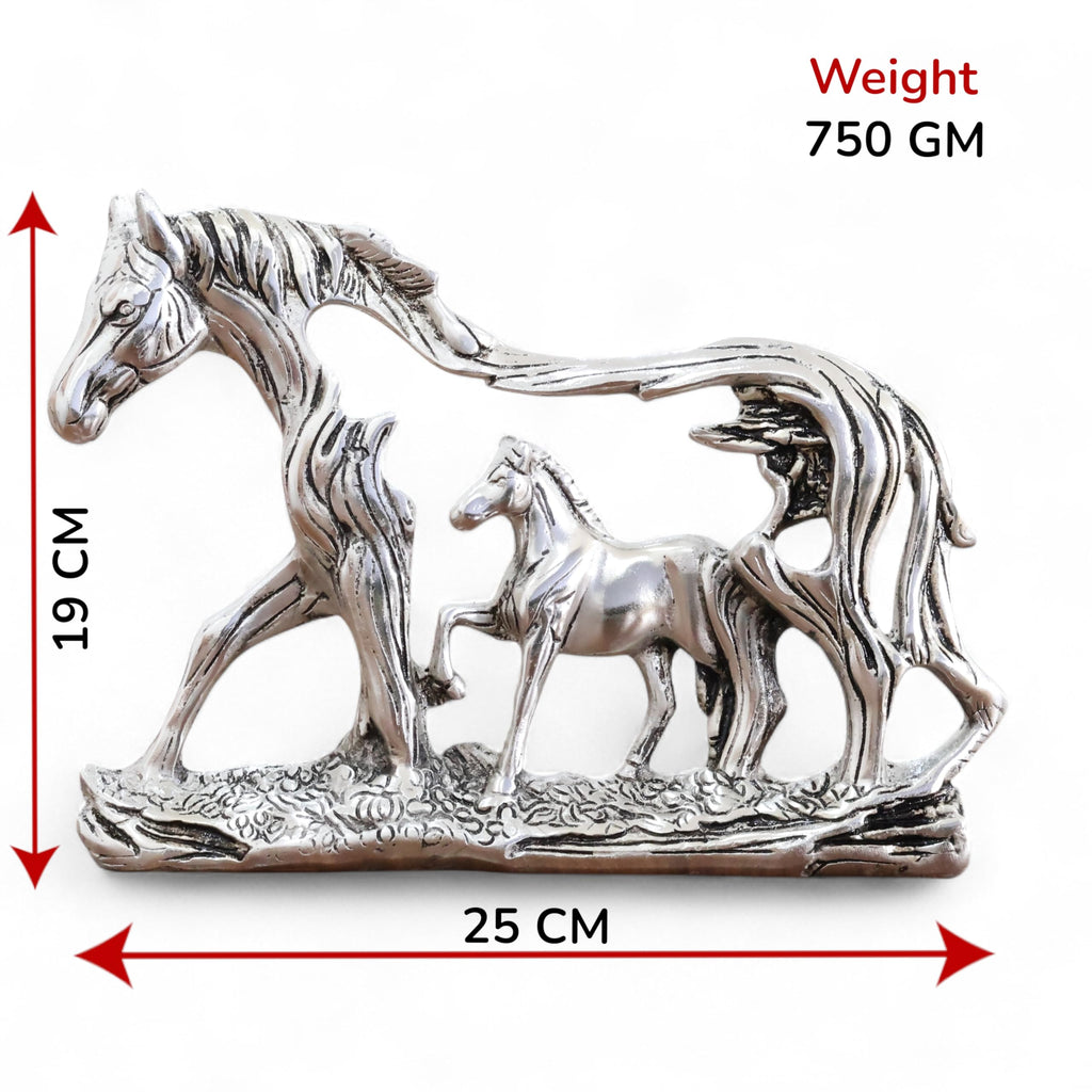 KridayKraft Golden Elegant Metal Horse Family Showpiece Metal Statue for Wealth, Income and Bright Future & Feng Shui & Vastu Decorative Desk & Living Room Décor, Ideal Gift for Horse Lovers