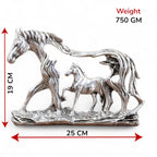 KridayKraft Golden Elegant Metal Horse Family Showpiece Metal Statue for Wealth, Income and Bright Future & Feng Shui & Vastu Decorative Desk & Living Room Décor, Ideal Gift for Horse Lovers