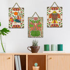 Artvibes Birds & Fish Traditional Indian Folk Art Home Decorative MDF Wooden Wall Art for Home | Office | Cafe | Aesthetic Wooden Decor | Graphic Artwork | Unique Gift Items (WH_9636N), Set of 3
