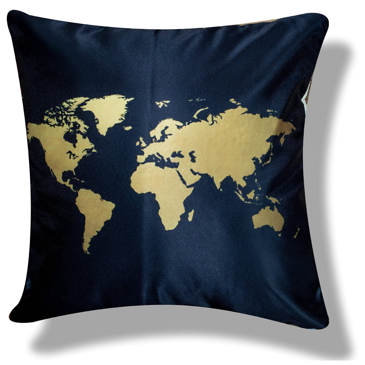 Vendola Decorative Satin Sofa Cushion Covers Set of 5, 16 inch x 16 inch, Sofa Cushion Pillow Cover, Black and Gold Colour, Raven Design, Zipper Closure (Raven, 16X16 Inches)
