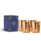 INDIAN ART VILLA Copper Plain Shine Finish Glass - 275 ML Tumbler, Copper Drinkware & Serveware, Ideal for Water Drinking, Perfect Gifting Option for Festivals and Special Occasions, Set of 4