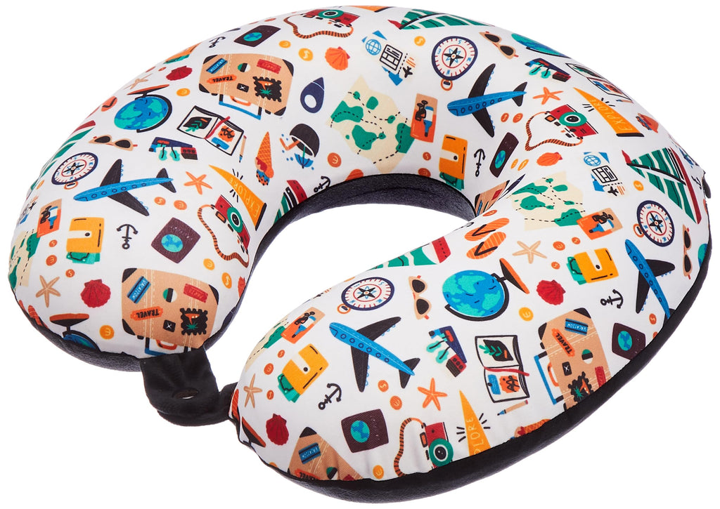 kossto Memory Foam Travel Pillow for Neck Pain Relief, Includes Eye Mask & Noise Isolating Ear Plugs, Portable Combo for Men & Women, Ideal for Long Flights & Road Trips | Velvet Black