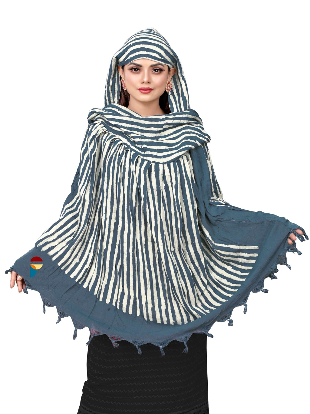 PRACHARAN Women Cotton Stylish Hand Printed Scarf, Anti Pollution Full face Scarf With UV Sun Rays Protection scarves for Women, Dust (Grey Batik)