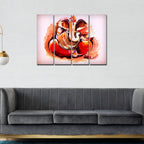 VIBECRAFTS 4 Pieces Devotional Shree Ganesha Canvas Wall Painting Fitted With Wooden Frame For Home | Office | Living Room | Gift(PTVC4Pcs1_13525)