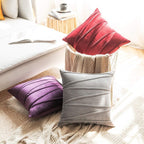 Khooti Velvet Striped Cushion Cover Pack of 1-30X30/76X76 Cm | Light Grey | Soft Pillow Covers Cushion Case for Sofa Bedroom Living Room Chair Car, Cushion Cover with Zig Zag Pattern