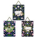 Artvibes Shreenathji & Sacred Cow Religious Art Wall Hanging Home Decorative Wall Art for Living room | Religious Decor Items | Wall Poster| Stylish Modern Decor Item | Gift Items (WH_9682N), Set of 3