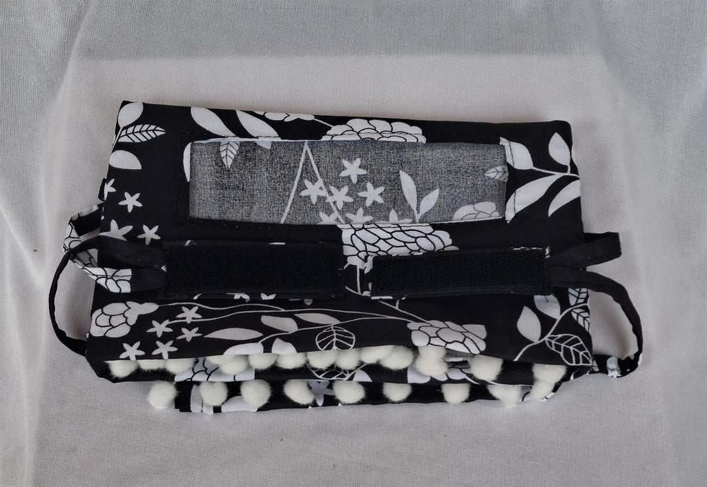 Switchon Scarf Hijab Rayon Printed fancy scarf for women Size Adjustable -Hook loop tape (Black_White)