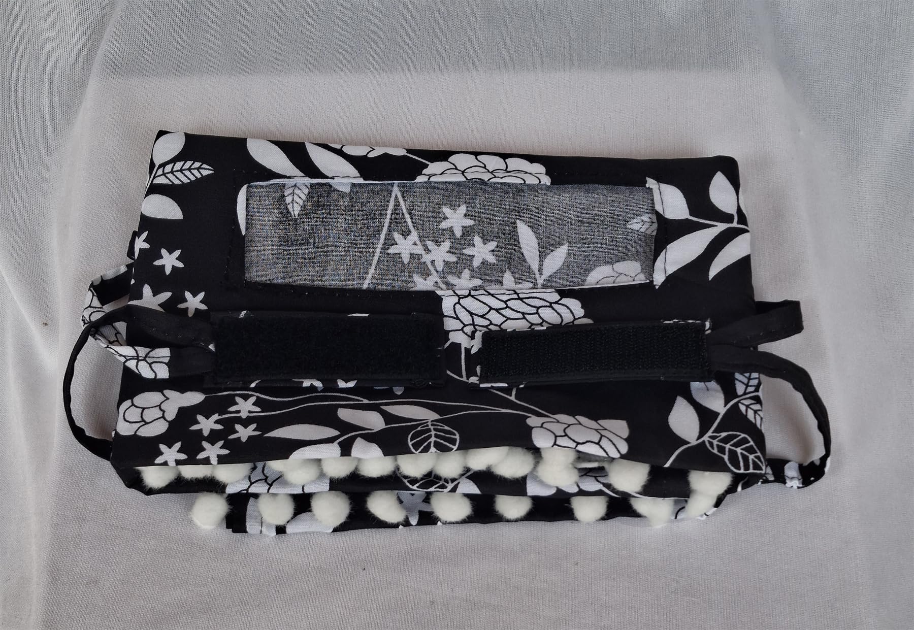 Switchon Scarf Hijab Rayon Printed fancy scarf for women Size Adjustable -Hook loop tape (Black_White)