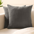 Encasa XO Corduroy Cushion Covers, No Inserts, Set of 2, Dark Grey