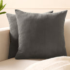 Encasa XO Corduroy Cushion Covers, No Inserts, Set of 2, Dark Grey