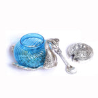 KridayKraft Metal Duck Shape Glass Bowl with Spoon for Saunf Supari & Dry Fruit Bowl of Home and Office Table Decorative Showpiece & Gifting Purpose