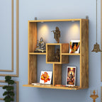 Anikaa Shelly LED Light Wall Mounted Hanging Puja Temple Shelf Stylish Wood God Stand for Pooja Room Mandir Stand for Temple (Giantwood) D.I.Y (Giantwood)