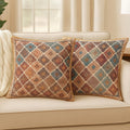 ELORA Soft Cushion Covers[16 * 16 in] (3, Earthy Motifs [Mutlicolor])