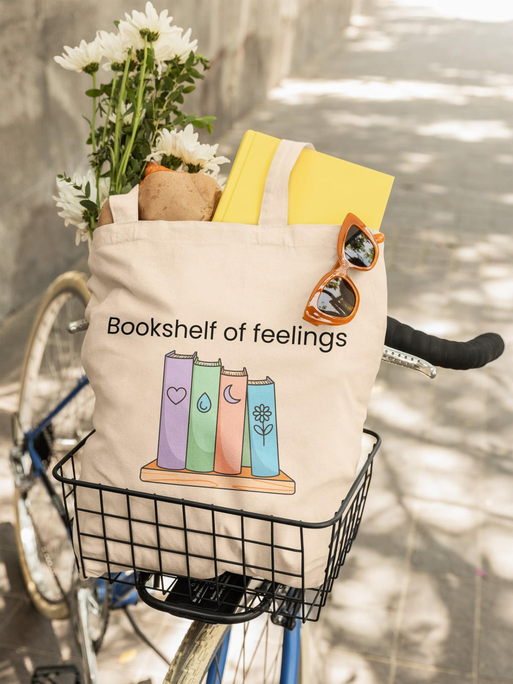Kalaa Lifestyle Canvas Tote Bag for Women | Premium Cotton Shopping Bag | Eco-Friendly Shoulder Tote for Office, College, Travel & Daily Use and Gifting (Bookshelf of Feelings)