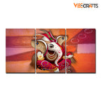 VIBECRAFTS 3 Pieces Beautiful Ganesh Canvas Wall Painting Fitted With Wooden Frame For Home | Office | Living Room | Gifts(PTVC3Pcs3_11513)