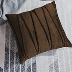 Khooti Velvet Striped Cushion Cover Pack of 1-18X18/46X46 Cm | Brown | Soft Pillow Covers Cushion Case for Sofa Bedroom Livingroom Chair Car, Cushion Cover with Zig Zag Pattern
