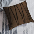 Khooti Velvet Striped Cushion Cover Pack of 1-30 x 30 / 76 x 76 cm | Brown | Soft Pillow Covers Cushion Case for Sofa Bedroom Livingroom Chair Car, Cushion Cover with Zig Zag Pattern