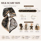 Aeenioy Silk Scarf for Women Stylish, Head Scarf for Women with Black Gold Poppy Print, Satin Scarf for Daily Outfit Enhancement and Formal Events, Versatile Fashion Accessory for All Seasons