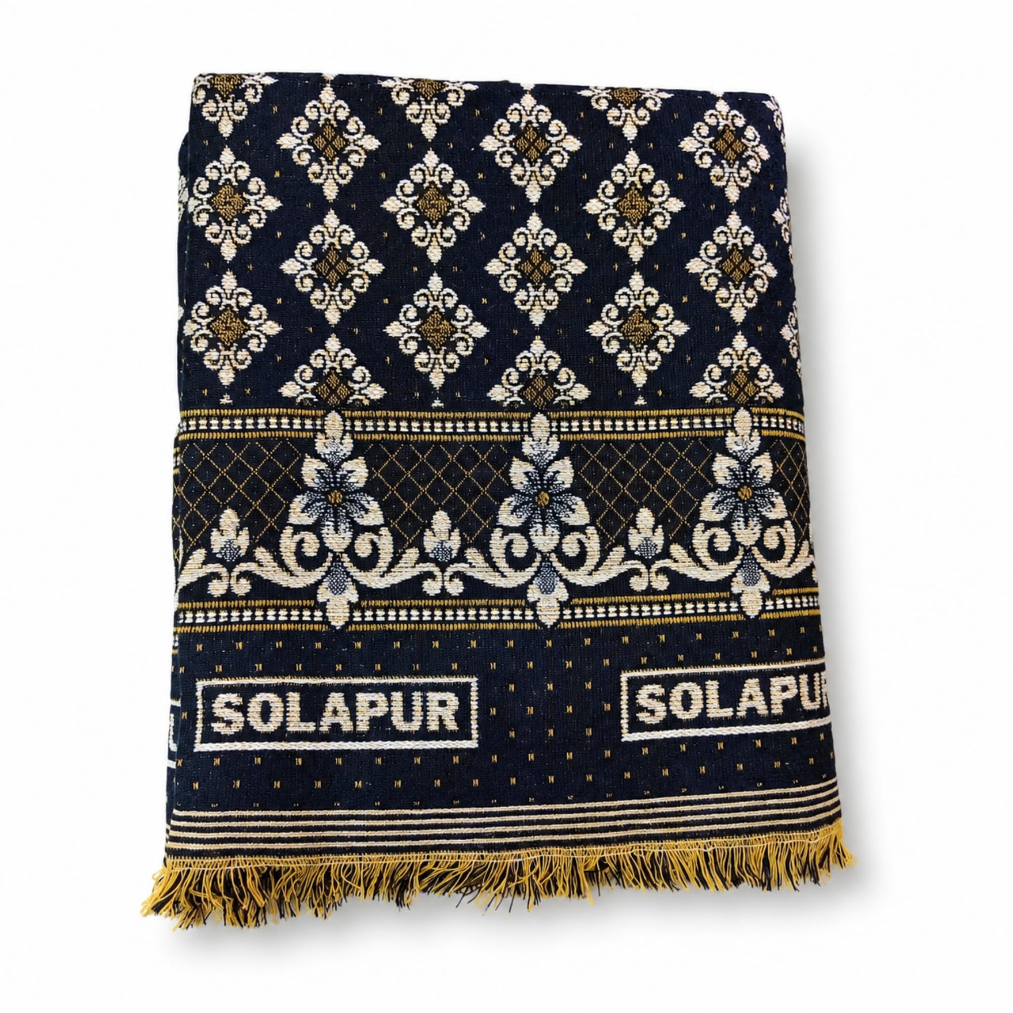 Texstyle Cotton Solapur Chaddar 1Kg (60x90 Inch) | Super Soft, Printed Single Layer, Dohar Blanket for Single Bed | Lightweight & Breathable, AC Comforter for Summer & Winter (Navy) Kafalo