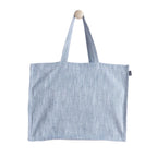 KITES CREATIONS 100% Cotton Shopping Bag, Stylish & Shoulder Tote with Inner Pocket, Perfect for Grocery, Travel, Shopping, Chambray Slub (14”x17.5”x5.5”), Set of 10 - Denim Grey